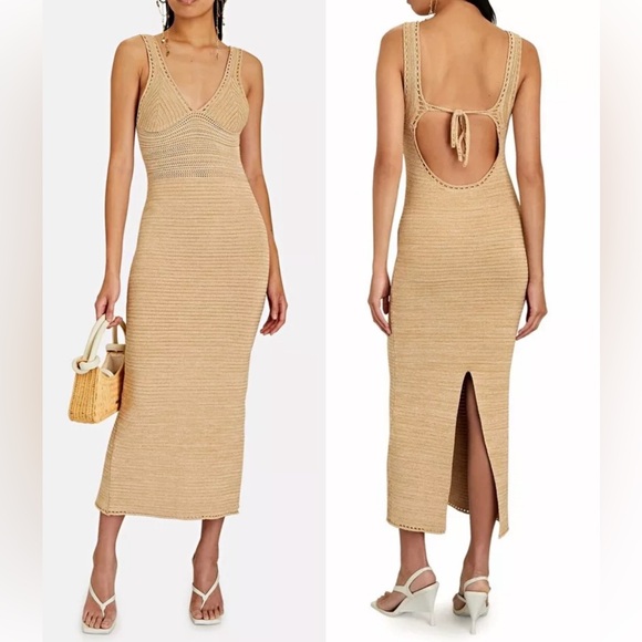 NWT ⚜️🤎⚜️ Ronny Kobo Madi Open-Back Knit Maxi Dress Brown Sand - Picture 2 of 16
